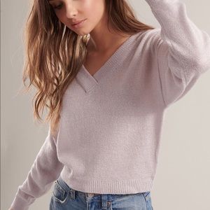 V neck pink sweater